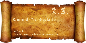 Kamarás Beatrix névjegykártya
